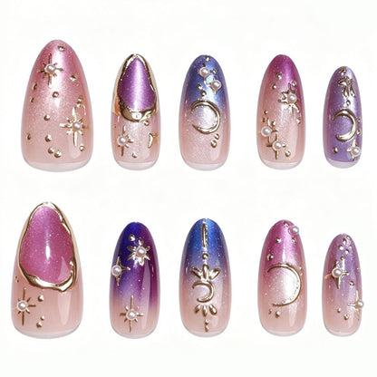 Kunstnagelset mit glamourösen Sternenmotiven Brehn