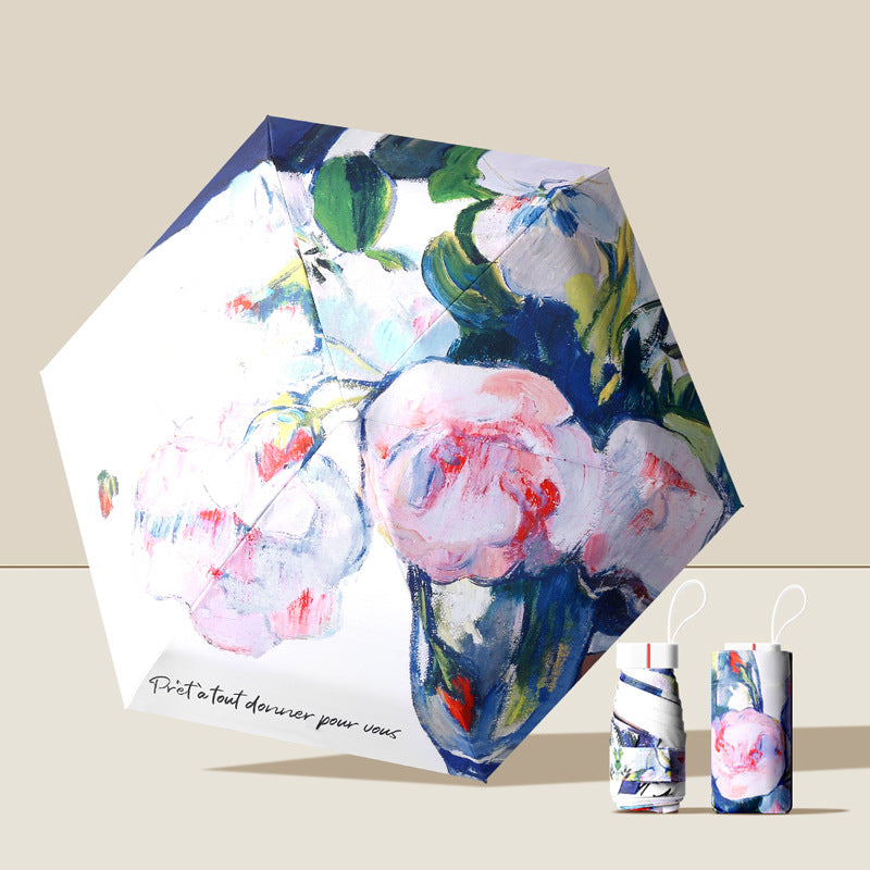 Damen Faltregenschirm mit floralen Akzenten Brehn