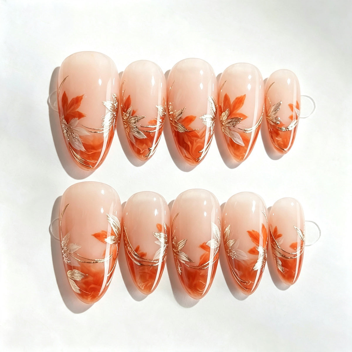Florale inspirierte Luxus Press-On-Nagelset Brehn