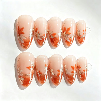Florale inspirierte Luxus Press-On-Nagelset Brehn