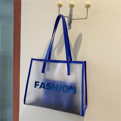 Moderne transparente Tragetasche mit Tasche