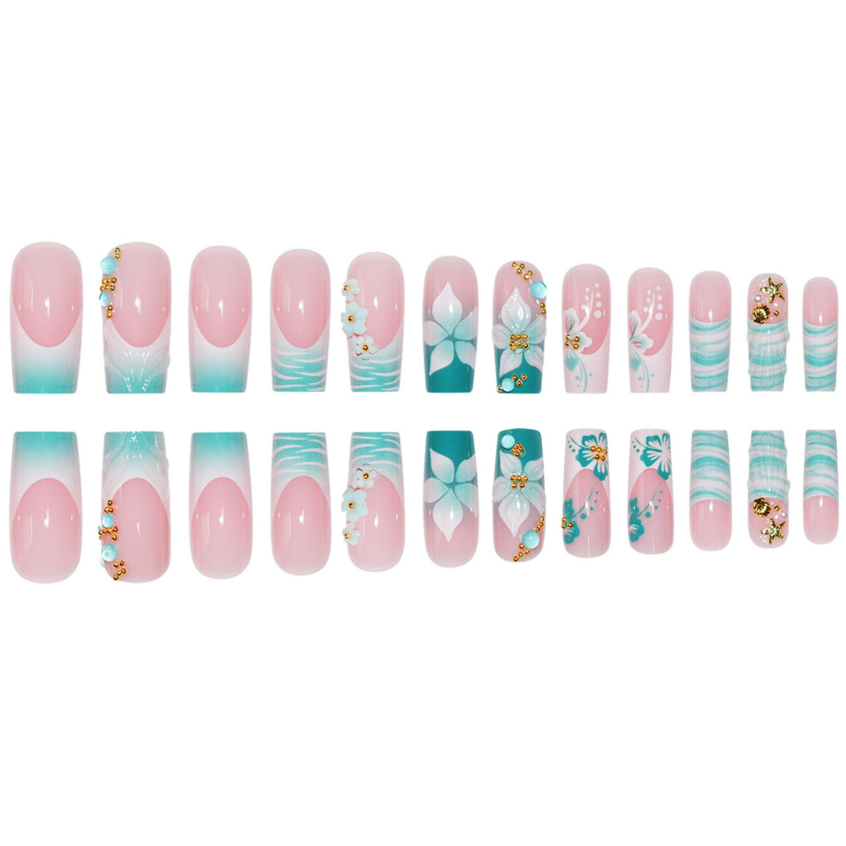 Detaillierte florale Acrylnagelverstärkungen Brehn