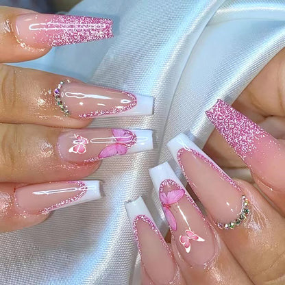 Elegante Floral Stiletto Press-On Nägel Brehn