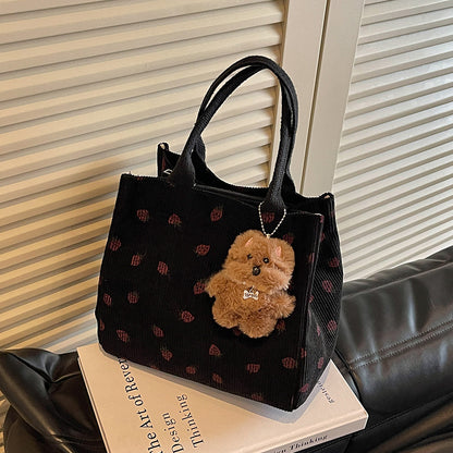 Niedliche Erdbeer-Print Stoff Tasche