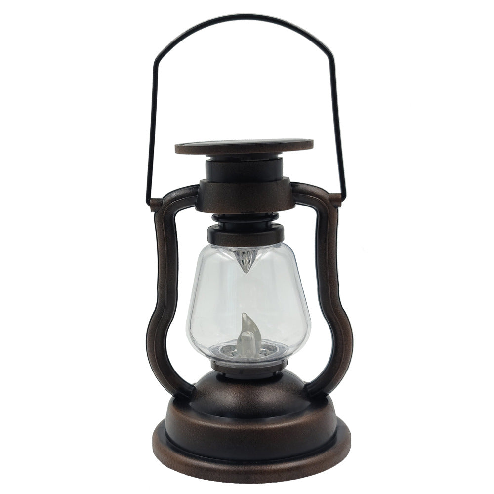Antike LED-Hurrikanlaterne mit flackerndem Flameneffekt, Glasglocke und hängendem Griff, tragbare dekorative Lampe Brehn