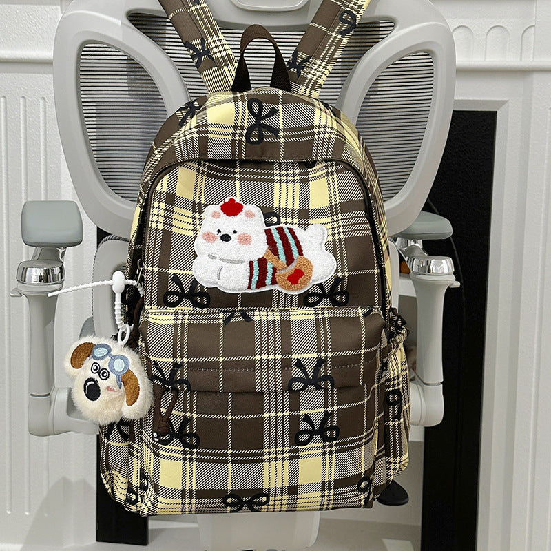Niedlicher Cartoon-Themen Karierte Rucksack