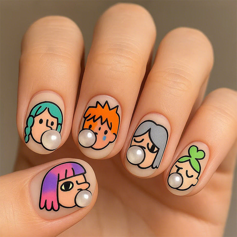 Kreatives Nail Art Set mit einzigartigen Charaktermustern und Perlenverzierung Brehn
