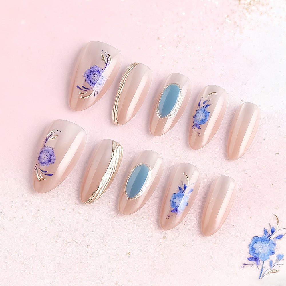 Künstlerisches Floral Press-On Nail Art Set Brehn