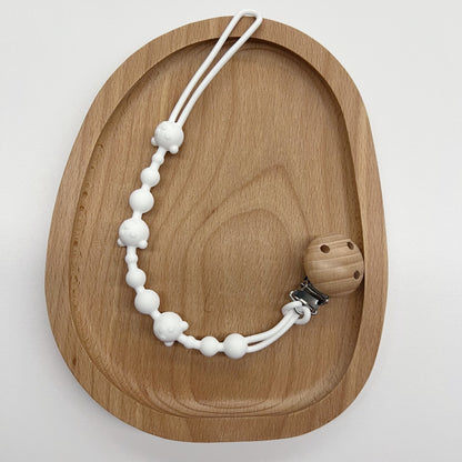 Baby Silikonperlen Beißring Schnullerclip mit Holz Sicherheitsclip