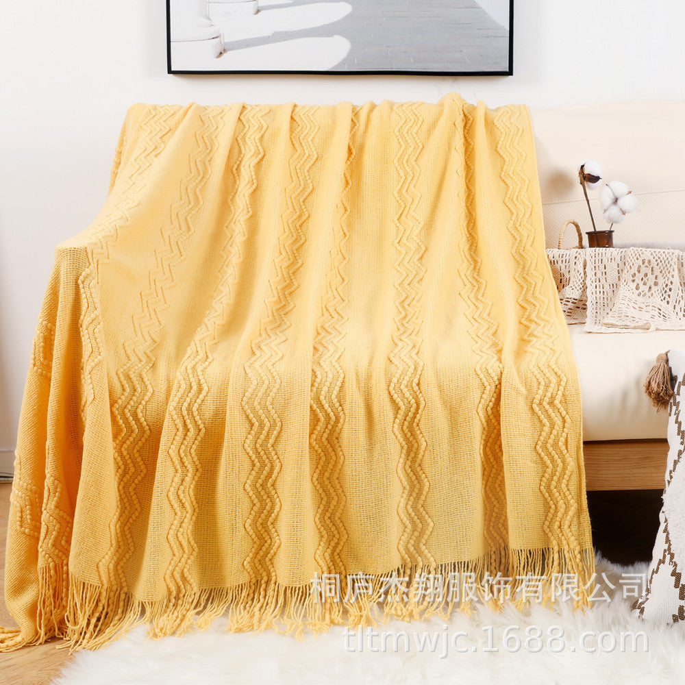 Damen Gemütliche Strickdecke mit modernem Zickzack-Muster Brehn