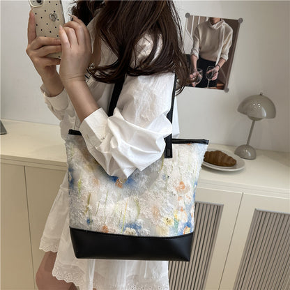 Künstlerische floral gestickte Tote-Bag Brehn