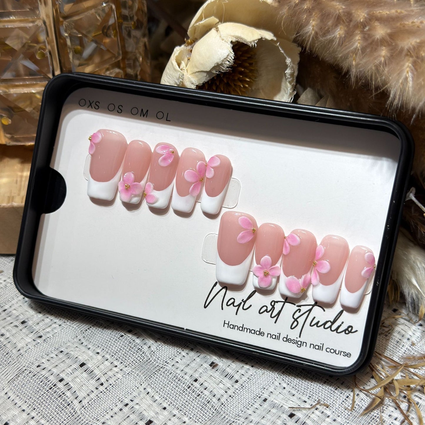 Florale verzierten Press-On Nagel-Set Brehn