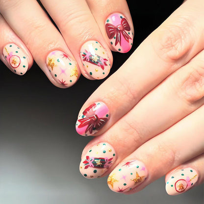 Kunstnagelset mit festlichen Schneemännern und Weihnachtsmotiven Brehn