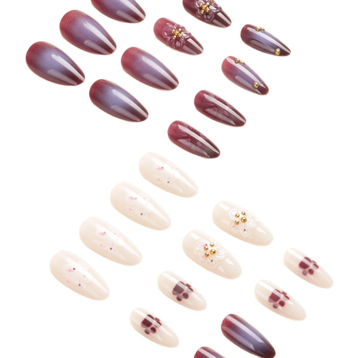 Blumenverzierte Stiletto-Nagelkunst Brehn