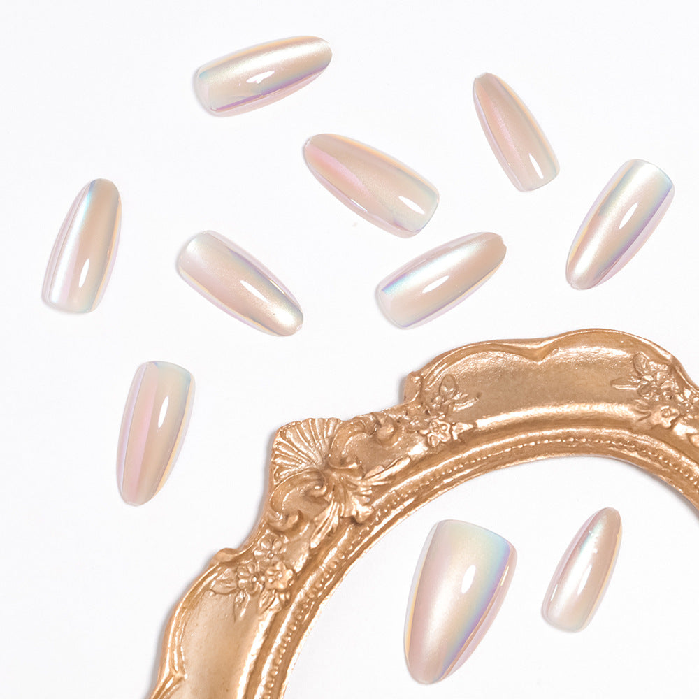 Iridescent Glossy Press-On Nail Set Brehn