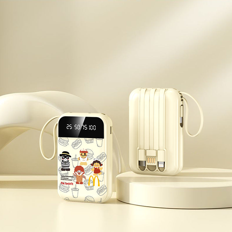 Tragbare Powerbank mit LED-Anzeige und Integriertem Kabel Von Brehn