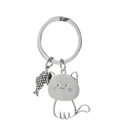 Niedliche Katze und Fisch Charm Schlüsselanhänger Brehn