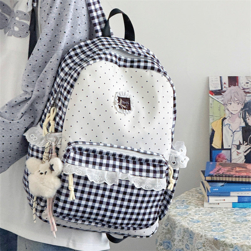 Charmanter Karo-Muster Schulrucksack