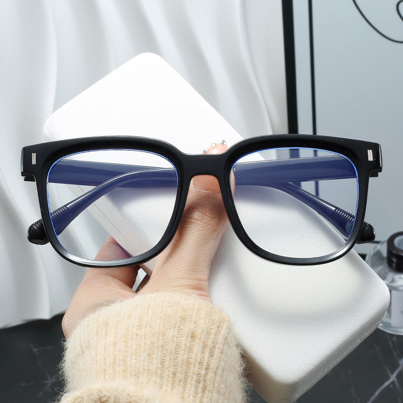 Damen modische rechteckige Brille mit blauen Gläsern Brehn