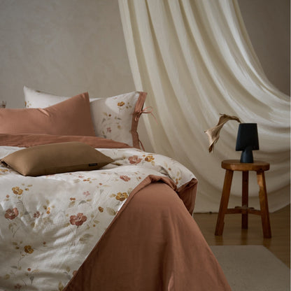 Blumen Baumwoll-Satin Wendebettwäsche Set mit einfarbigen Oxford-Kissenbezügen