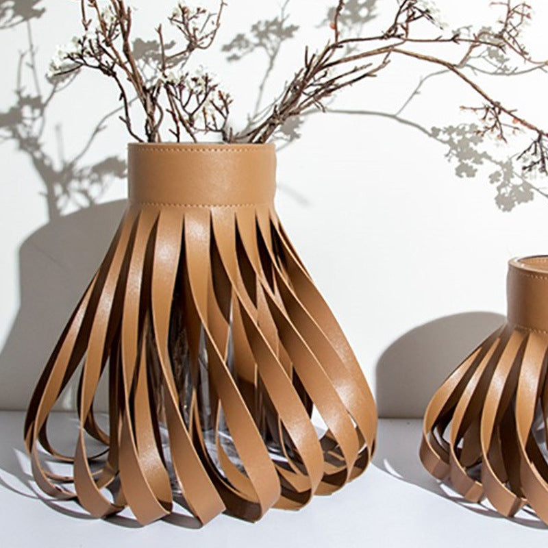 Künstlerische Leder Dekorative Vase