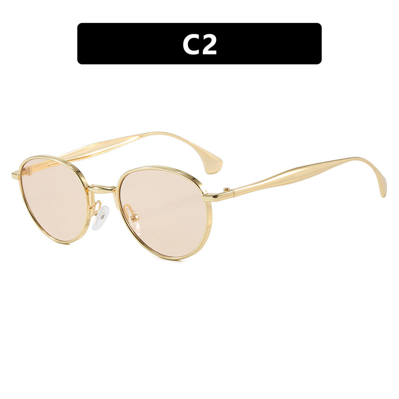 Damen runde Sonnenbrille mit elegantem Metallrahmen und UV-Schutz Brehn