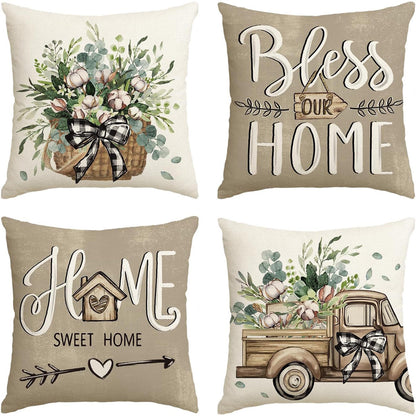 Damen Kissenbezüge mit fröhlichem Sonnenblumenmotiv Brehn