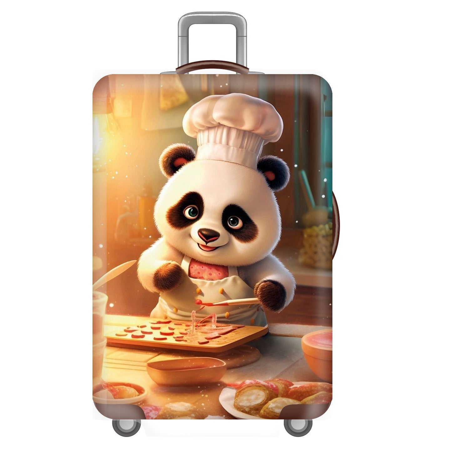 Unisex nan elastische Kofferhülle für Hartschalen-Trolley mit niedlichem Panda-Motiv, dehnbarer Schutzüberzug mit Griff‑ und Rollenöffnungen Brehn
