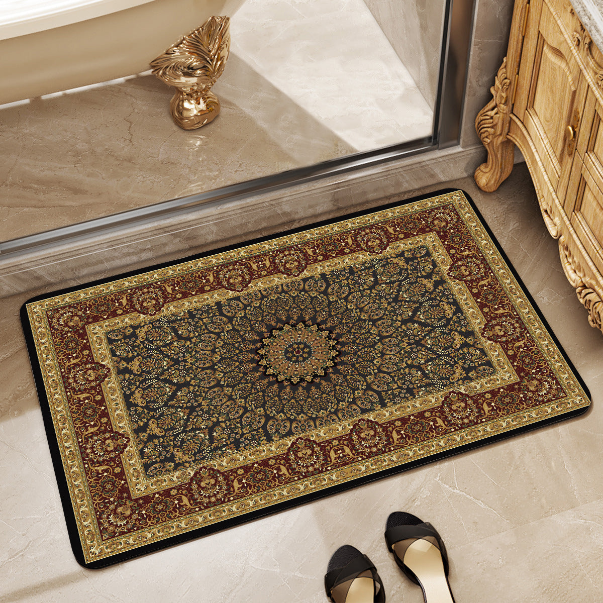 Elegante Vintage Blumen Badematte Brehn