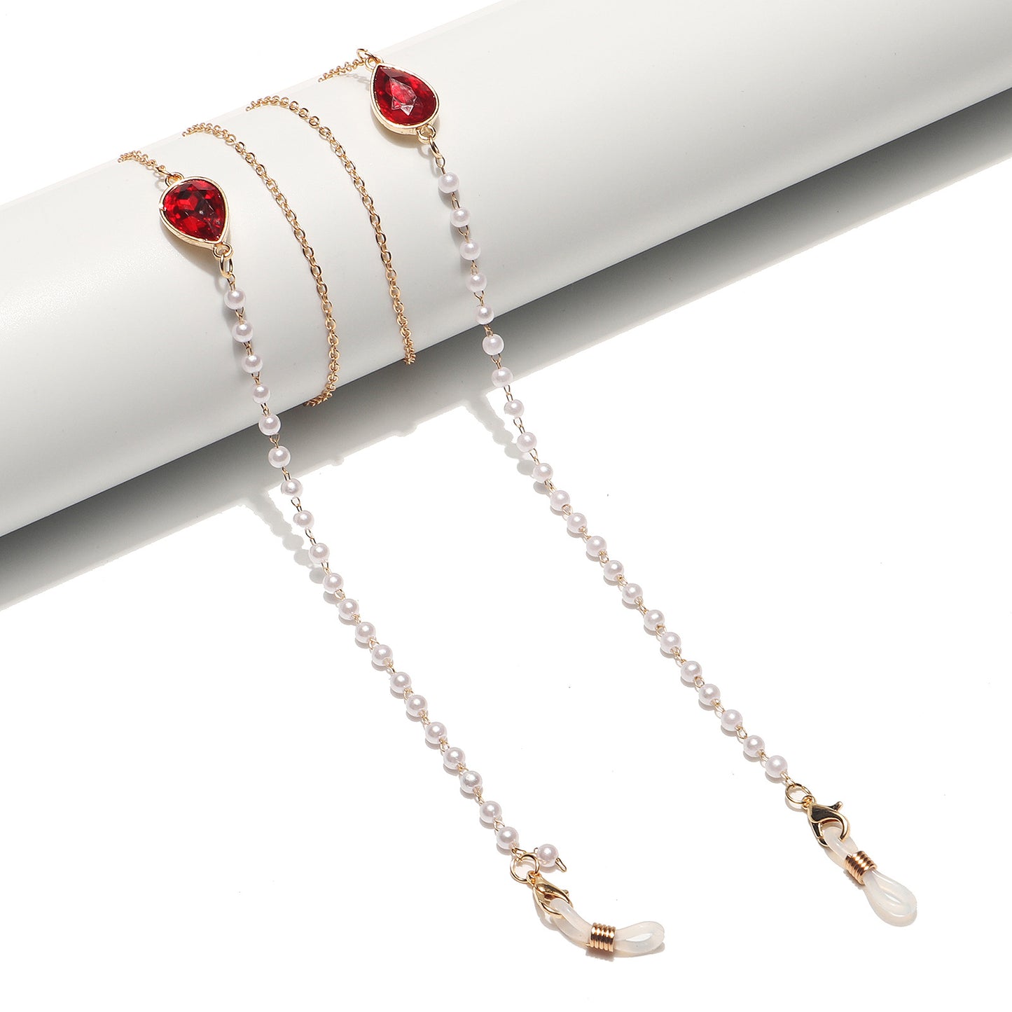 Elegante Perlen- und Kristall-Brillen Kette Brehn
