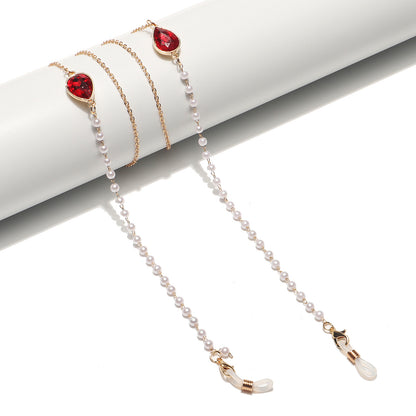 Elegante Perlen- und Kristall-Brillen Kette Brehn