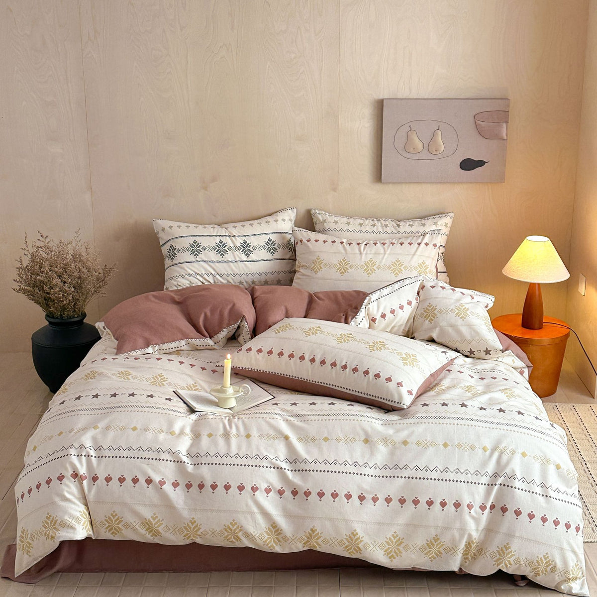 Bedwäsche-Set aus bedruckter Baumwolle mit folkloristisch inspiriertem Jacquard-Muster