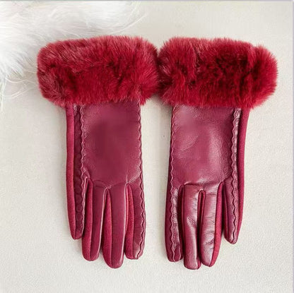 Luxuriöse Kunstpelz-Bündchen-Lederhandschuhe Brehn