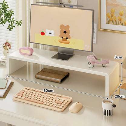 Breite Massivholz Gebogener Desktop Monitorständer mit Unterregalablage
