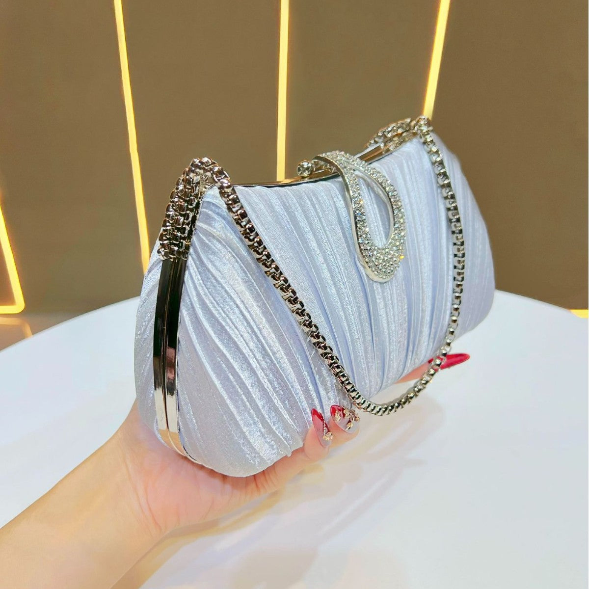 Falten Satin Abend Handtasche