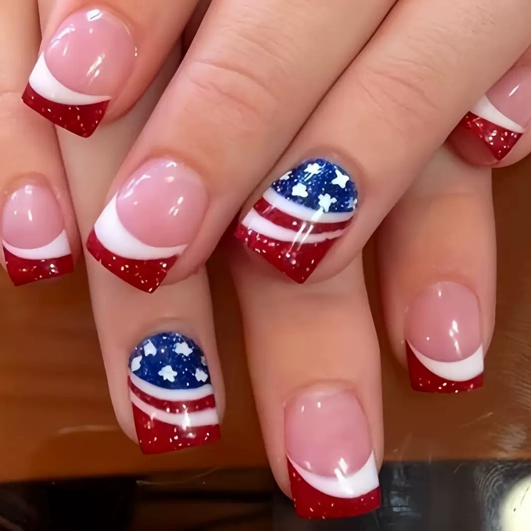 Patriotische Gel-Nagelkunstverlängerungen Brehn