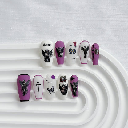 Künstlerisches Gothic Press-On Nail Art Set