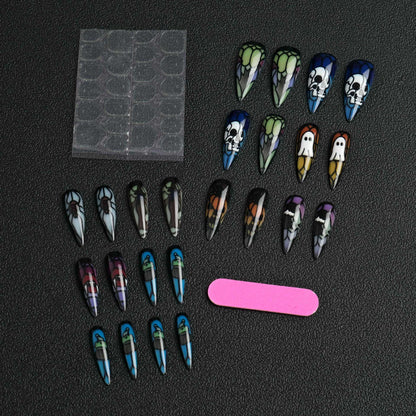 Künstlerische Halloween-Themen Stiletto Presse-On Nägel Brehn
