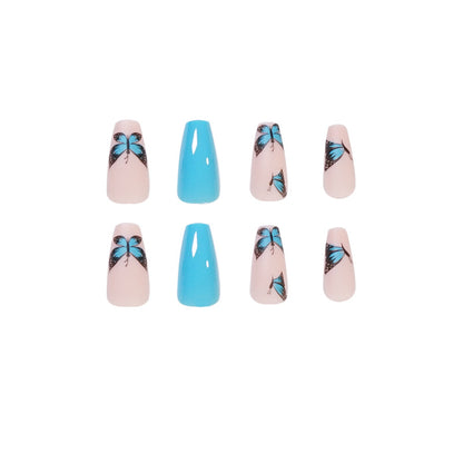 Kunstvolle Nagelverlängerungen mit Butterfly-Motiv Brehn