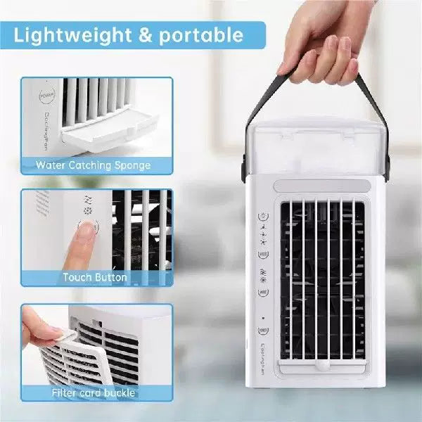 Unisex Einheitsgröße Mikro-Desktop-Evaporationskühler mit austauschbarem Aktivkohle-Kühlpad USB-betrieben verstellbare Lamellen Brehn