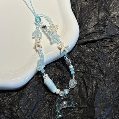 Delfin und Seestern Perlen Charm Halskette Brehn