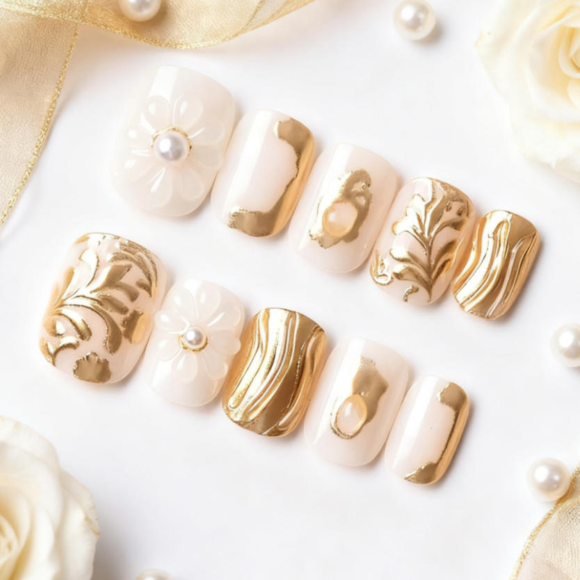 Kunstnagelset mit eleganten Verzierungen Brehn