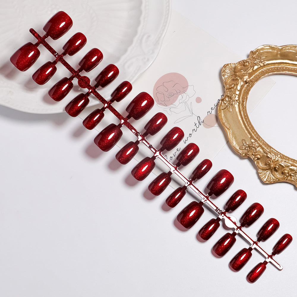 Glitzernder kurzer quadratischer Press-On-Nagelset Brehn