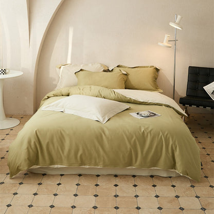 Wendbare Baumwoll-Satin Bettdeckenbezug und Kissenbezug Set