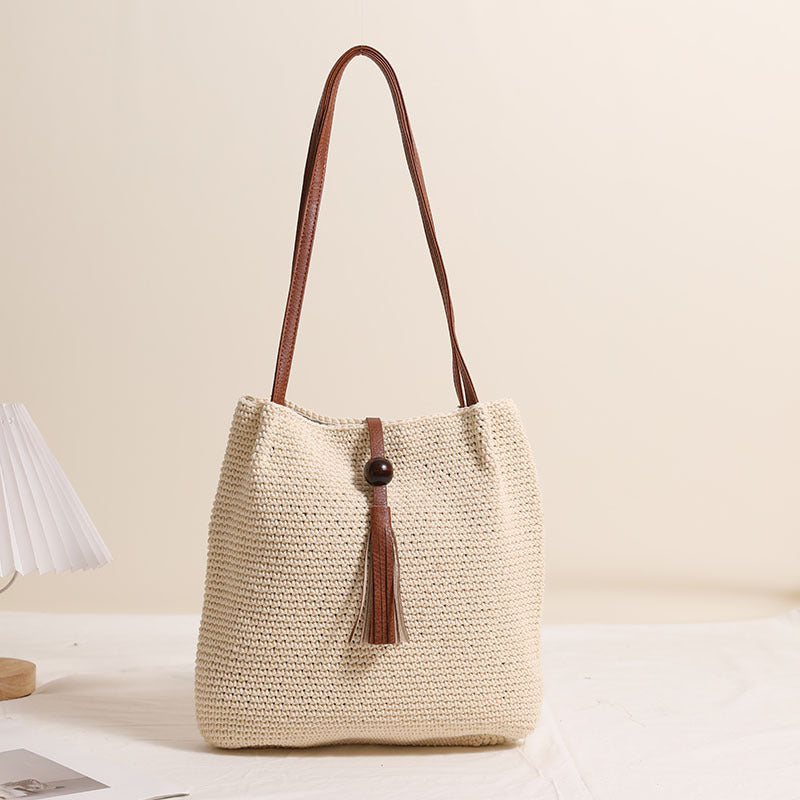 Damen Handgefertigte Shopper Tasche mit dekorativem Quastendetail Brehn