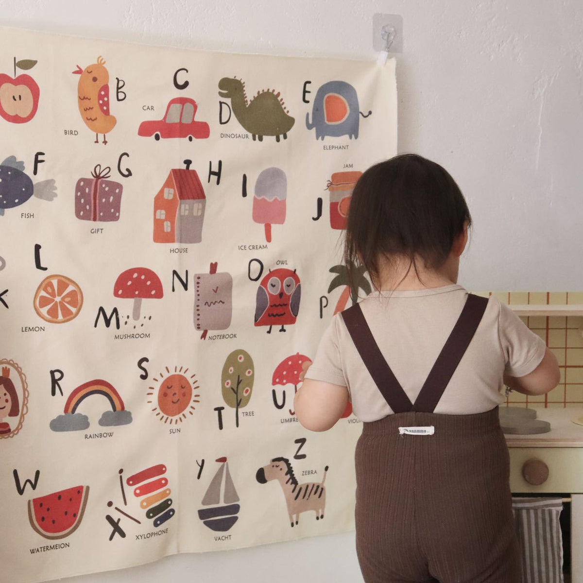 Bildung Alphabet Stoff Wandteppich