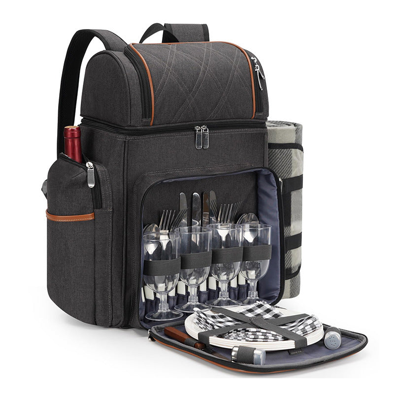 Gourmet Picknick Rucksack mit Geschirr und Kühlfach Brehn