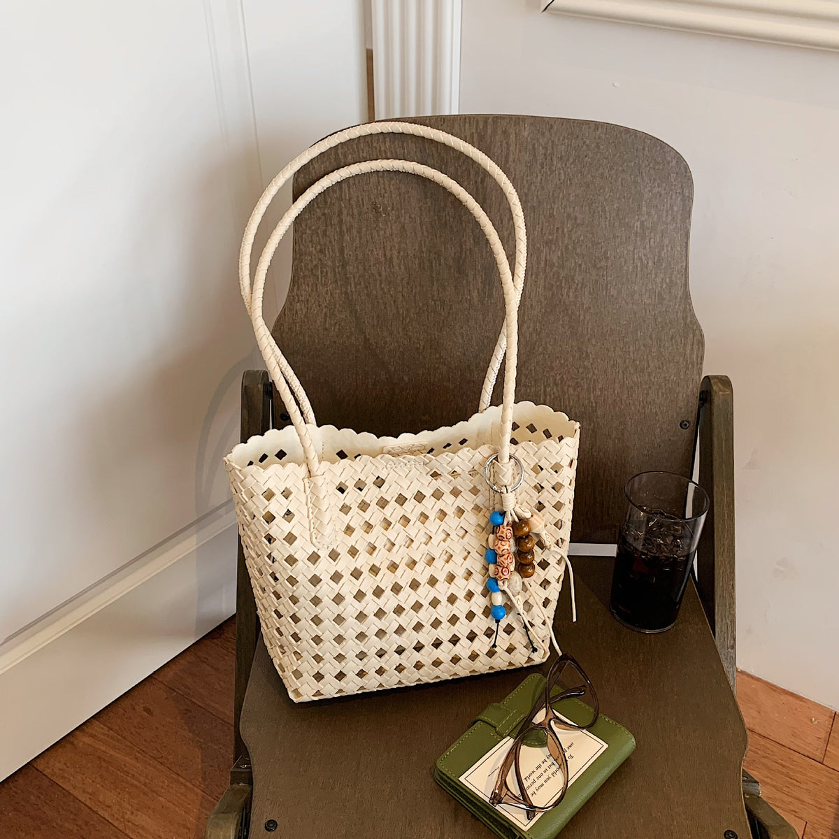 Stilvolle Gewebte Leder Tote Tasche