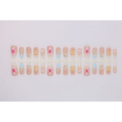 Künstlerisches floral-verziertes Press-On Nagelset Brehn