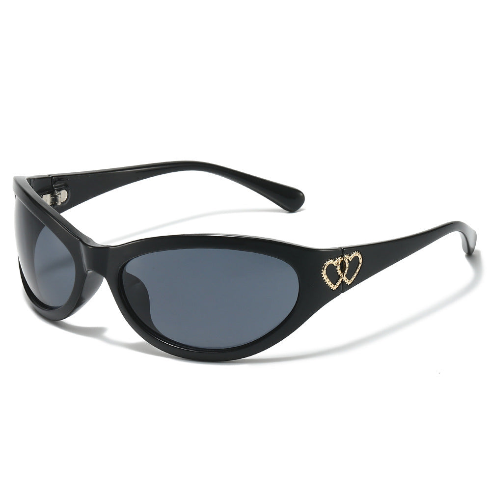 Mode Cat-Eye Sonnenbrille mit Herz Details Brehn